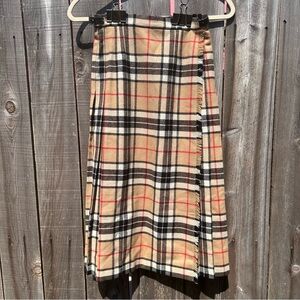 Scotland Made Wool Pleated Midi Wrap Skirt Nova Pattern Size 5/XS Pitlochry Knit